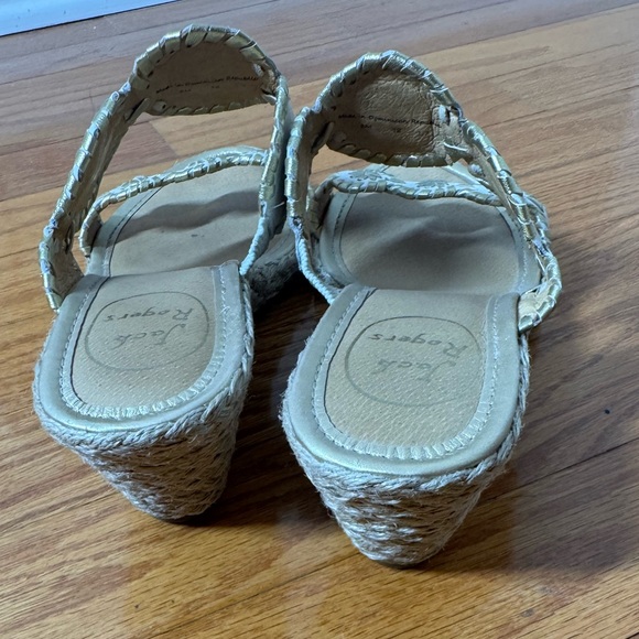 Jack Rogers Cream with Gold Metallic Trim Wedge Slide-in Sandals 8M - Picture 5 of 6